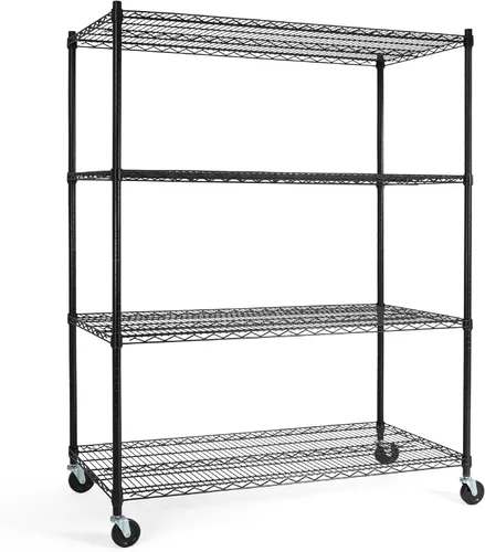 Vista 17 de CAPHAUS Estantería de alambre de grado comercial NSF con ruedas, patas niveladoras y forros, estante de metal para almacenamiento, 36 x 18 x 76, 5