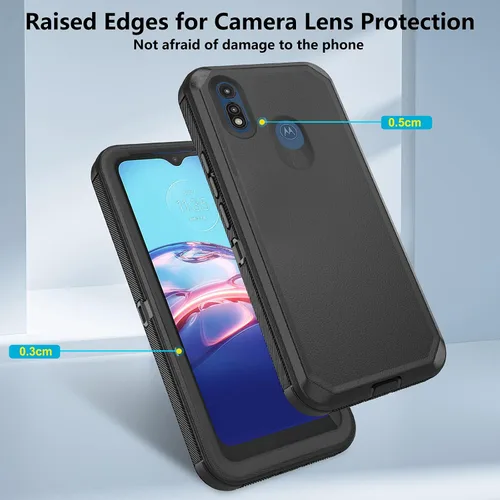 Vista 3 de Asuwish Funda de teléfono para Moto E 2020 Motorola E7 con protector de pantalla y cubierta para celda, híbrida a prueba de golpes, accesorios