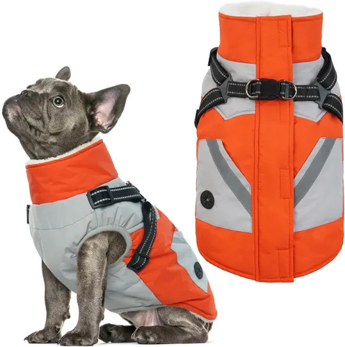 Vista 22 de IECOii Abrigos para perros pequeños, arnés de invierno con cremallera, color verde, talla XS, cálido abrigo de invierno para perros pequeños