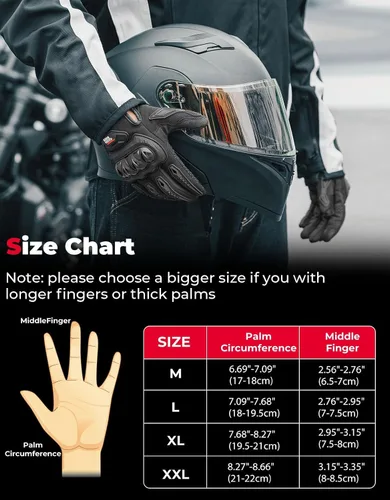 Vista 6 de KEMIMOTO - Guantes de motocicleta para hombres/mujeres, guantes de bicicleta de tierra con pantalla táctil y protección contra deslizamientos