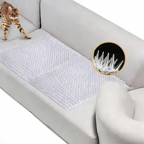 Vista 8 de Paquete de 10 alfombrillas de protección contra gatos de 13 x 16 pulgadas, para interiores y exteriores, valla repelente de gatos humanitaria (negro)