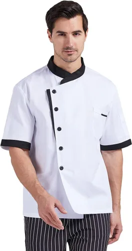 Vista 3 de Nanxson Chaqueta de chef unisex para hombre, abrigo de chef para restaurante, cocina, uniforme CFM0016