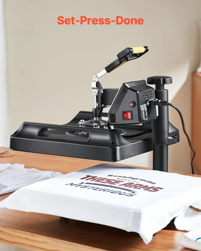 Vista 7 de VEVOR Máquina de prensa de calor 8 en 1 de 15 x 15 pulgadas, prensa de camisetas oscilante de 360°, transferencia de calor digital profesional por