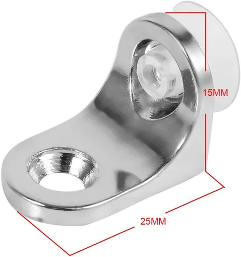 Vista 3 de Soportes para estantes de vidrio de aleación de zinc, chapados, plateados, paquete de 10, con ventosas, 9.8 x 5.9 pulgadas, soporte de estante