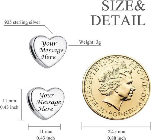 Vista 2 de PEIMKO Personalized Photo Charm Fit Snake Bracelet Sterling Silver Customized Picture Round Shape Bead