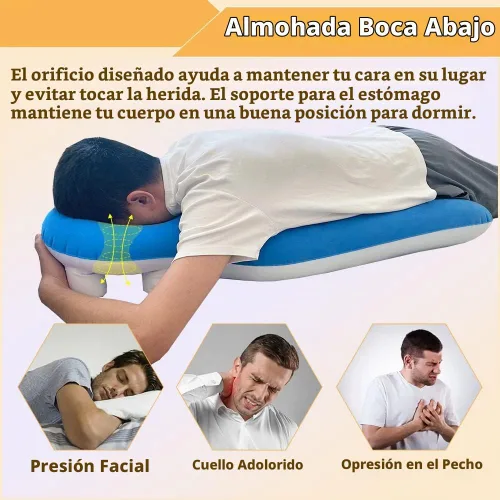 Vista 4 de Almohada boca abajo después de cirugía ocular, almohada propensa con agujero para el brazo para dormir, desprendimiento de retina, recuperación