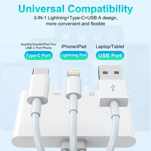 Vista 2 de Multi 5 en 1 Lightning+Tipo C+USB A lector de tarjetas para iPhone/iPad/Android/Mac Book/Computadora/Tablet/Cámara/Disco duro/Unidad Flash