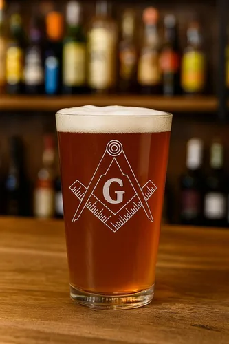 Vista 2 de Hat Shark Mason Masons - Símbolos de logotipo Masonic Live Better - Vasos de pinta grabados con láser para cerveza, jarra de 16 onzas