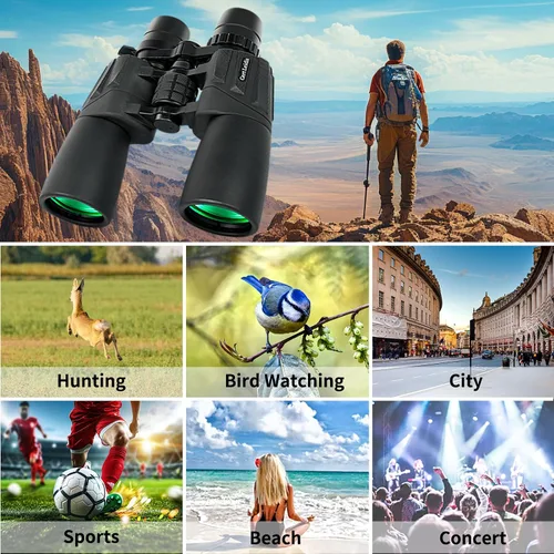 Vista 8 de Prismáticos con zoom de 10-30x50 para adultos, alta potencia, visión nocturna con poca luz, prisma BAK4 con lente FMC, Waterpoof, binoculares