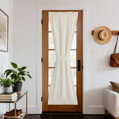 Vista 69 de NICETOWN - Cortinas de luz lateral para puerta de 72 pulgadas de largo para ventanas de lino, cortinas opacas para privacidad con protección contra