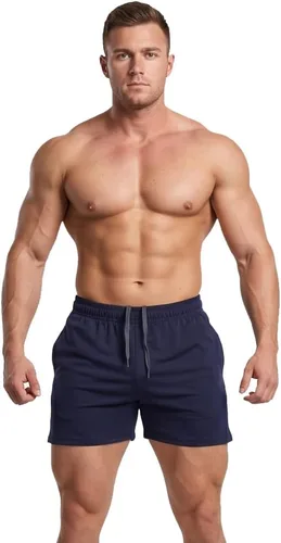 Vista 14 de Muscle Alive Pantalones cortos de correr para hombre con bolsillos, ropa atlética, algodón de rizo francés con 3 o 5 pulgadas