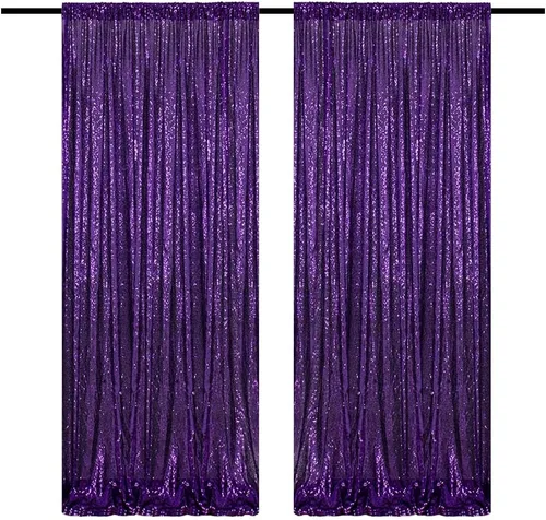 Vista 28 de Cortinas de Fondo de Lentejuelas Negras Cortinas Brillantes con Purpurina 2FTx8FT 2 Paneles para Decoraciones de Bodas Fiestas de Cumpleaños