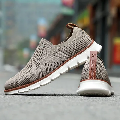 Vista 2 de Zapatos deportivos casuales para hombre, cómodos, de punto, de malla, ligeros, transpirables, formales, Oxford, para negocios