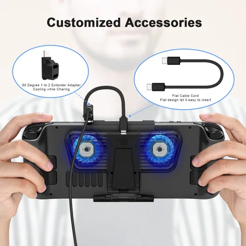 Vista 5 de Steam Deck Cooling Fan,Uxilep Portable Stand Dock and Dual Cooling Fan Compatible with Steam DeckNintendo SwitchOLED,Steam Deck Dock Cooler,Steam