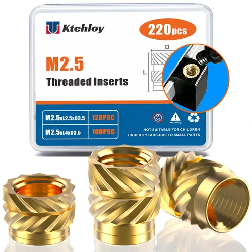 Vista 12 de 51 piezas de insertos roscados de 1/4"-20, kit surtido de tuercas moleteadas SAE de rosca hembra, inserto de calor de latón para impresión 3D piezas