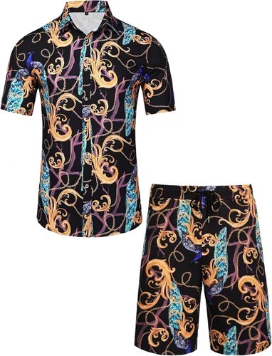 Vista 2 de Daupanzees - Camisa hawaiana de manga corta con botones para hombre