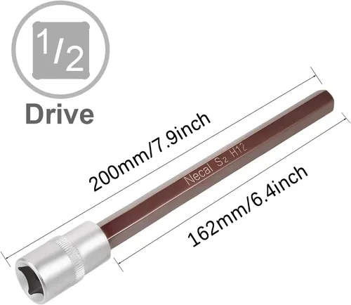 Vista 15 de Utoolmart 1/2" Drive x 0.551 in largo Hex Bit Socket, métrico, S2 y Cr-V acero 1pcs
