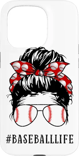 Vista 14 de Mom Messy Hair Bun Aviators Glasses Baseball Mother Life Case for iPhone 17