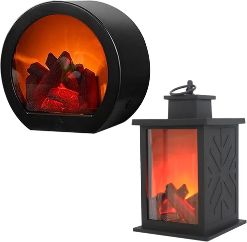 Vista 4 de Mini calentador de chimenea, linternas decorativas para chimenea, pequeña chimenea falsa, lámpara de fuego LED con efecto de llama, decoración