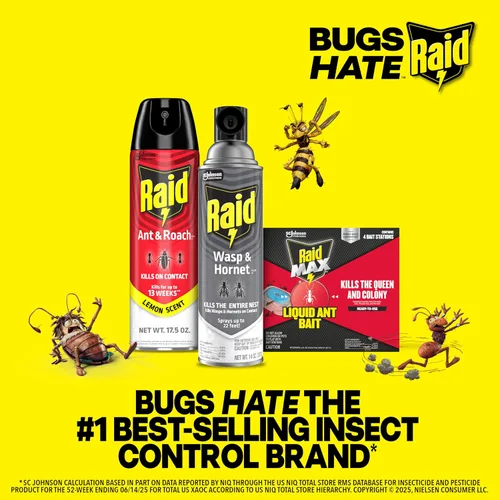 Vista 9 de Raid Ant & Roach Killer Spray para insectos enumerados, sigue matando durante semanas, aroma a limón, 17.5 onzas