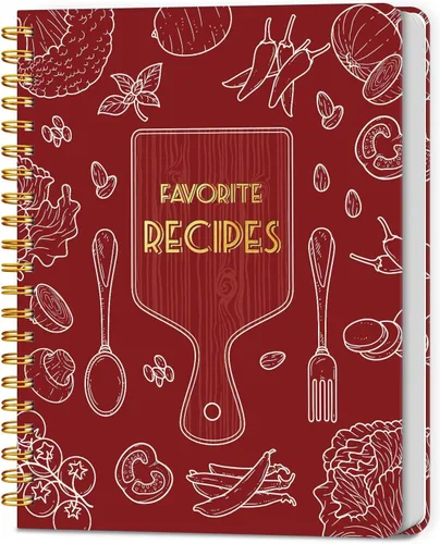 Vista 10 de LuBudingJoy Libro de recetas en blanco para escribir en tus propias recetas, organizador de recetas personal de tapa dura de página completa, diario
