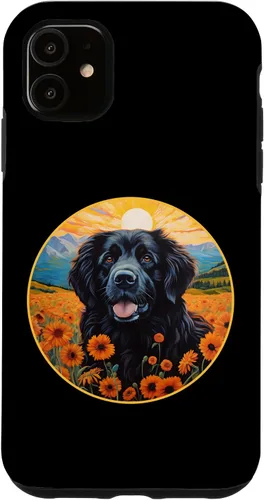 Vista 5 de Funda para iPhone 15 Linda Terranova Perro Colorido Flor Montaña Puesta de Sol Newfie