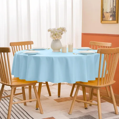 Vista 7 de Softalker Mantel Redondo, Impermeable y Resistente a las Manchas, Mantel de Tela Sin Arrugas, Lavable, Poliéster de 210GSM, Cubierta de Mesa