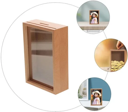 Vista 7 de Zerodeko Hucha para adultos, de madera, hucha para adultos, caja de fotos, caja de sombra para niñas, caja decorativa de sombra para el hogar