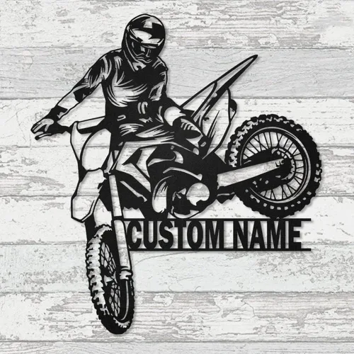 Vista 5 de Letrero con nombre personalizado, letrero de metal para motocicleta, decoración de pared con nombre de familia, decoración rústica para el hogar