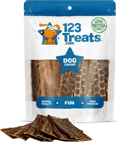 Vista 9 de 123 Treats Golosinas de esófago para perros – (forma libre, 1 libra) 100% naturales, palitos planos para perros, tiras de carne seca para perros