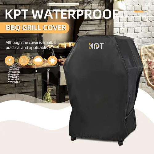 Vista 2 de KPT Cubierta de Parrilla de 30 Pulgadas para Parrilla al Aire Libre - Cubierta de BBQ 420D Resistente al Agua de Servicio Pesado con Gancho