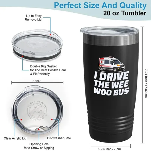 Vista 3 de Ambulance Driver Black Viking Tumbler 20oz – I Drive The Wee Woo Bus – Hospitales EMT Pacientes Transportando Técnico Enfermo Apreciación Med