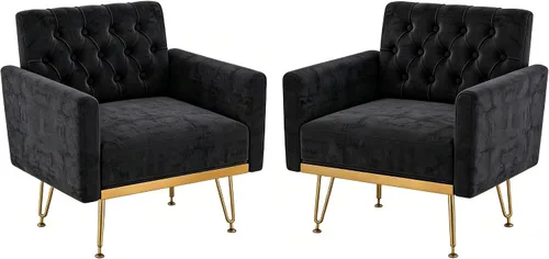 Vista 21 de Olela Silla decorativa con brazo para sala de estar, sillón moderno de terciopelo, sofá individual, acogedora silla auxiliar tapizada para lectura