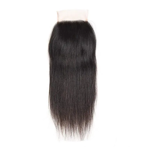 Vista 2 de Extensiones de cabello humano con cierre de encaje liso 4x4 HD, cierre de encaje de 8 pulgadas, cabello virgen brasileño sin procesar, frontal
