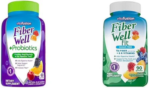 Vista 10 de Vitafusion Fiber Well - Gomitas probióticas 0.11 onzas de fibra 60 vitaminas gomosas para adultos para mujeres y hombres Plus prebióticos
