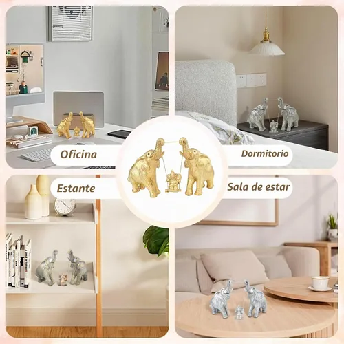 Vista 5 de Estatua de elefante, decoración de figuras de elefante dorado