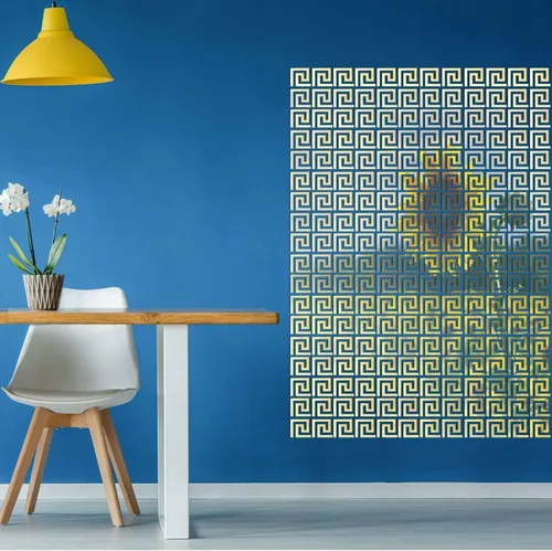 Vista 4 de Calcomanías de espejo de bricolaje, 20 calcomanías extraíbles 3D para espejo de pared, espejos acrílicos con patrón geométrico de clave griega