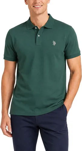 Vista 59 de Polo de piqué de algodón sólido para hombre con pequeño Pony Gris jaspeado