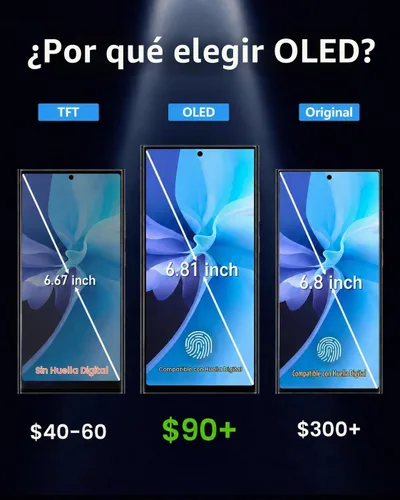 Vista 4 de Reemplazo de pantalla OLED para Galaxy S23 Ultra con marco y herramientas Negro