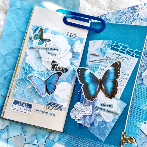 Vista 2 de PRSTINCOL 90 hojas de papel de álbum de recortes con tela de malla, paquete de 6 papeles estéticos variados para álbumes de recortes, suministros