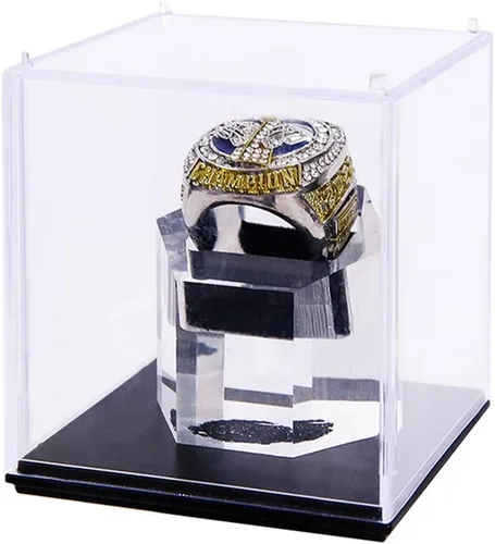 Vista 2 de Vitrina de anillo de campeonato con 1 agujero de ranura, caja de exhibición para anillos de béisbol, caja para anillos de sóftbol, estuche