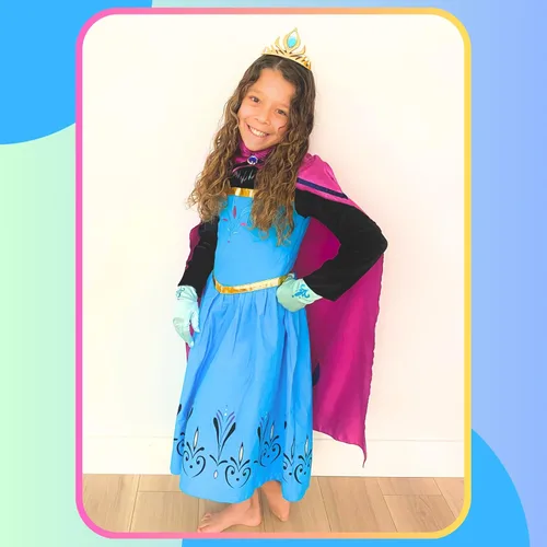Vista 8 de Vestido de coronación para niñas, conjunto de accesorios para niñas (azul-morado, 3T)