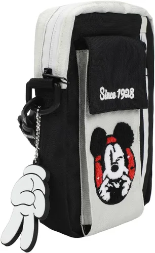 Vista 4 de Disney Mickey Mouse Classic Silly Mickey Face - Mini bandolera para adultos, color negro, Multi colorido