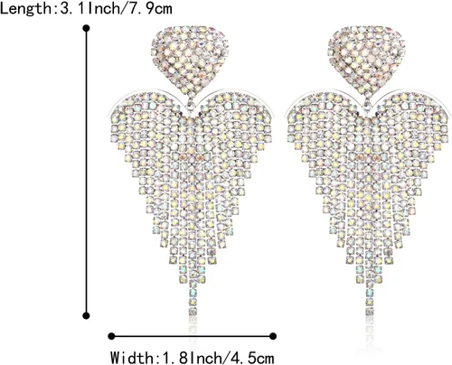 Vista 5 de BriLove Pendientes colgantes para mujer con borlas y flecos de cristal para boda