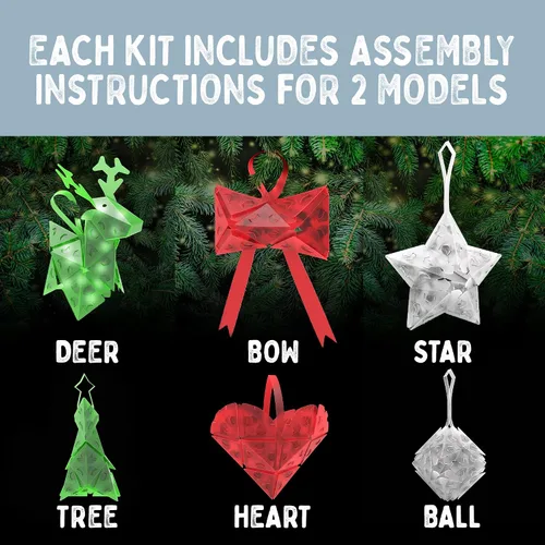 Vista 5 de Creatto Holiday Classics - Reno salpicado, estrella brillante, arco festivo iluminado, kit de rompecabezas 3D Juego de regalo de 12 piezas