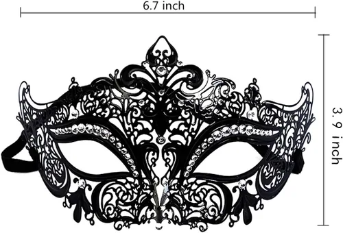Vista 4 de Leprato Máscara veneciana negra para mujer, máscara veneciana para Halloween, Mardi Gras, baile de graduación, fiesta de disfraces