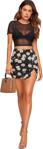 Vista 5 de SheIn Camisetas de manga corta para mujer, sexy, de malla transparente