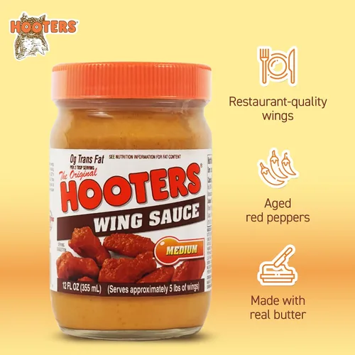Vista 4 de La Salsa de Ala Media de The Original Hooters - Sabor Versátil de Calidad de Restaurante - Ideal para Alas de Pollo, Costillas y Mariscos