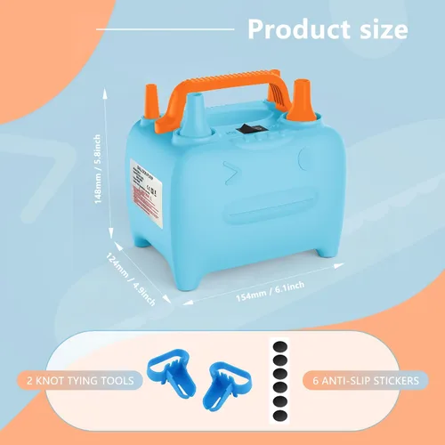 Vista 6 de OWill Balloon Pump Electric, Balloon Inflator Electric Air Pump, Portable Dual Nozzle Balloons Air Pump Electric 600W Blow Machine for Party