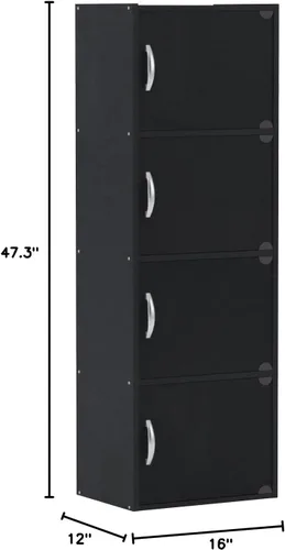 Vista 3 de Hodedah Import - Estante con 4 compartimientos., Material Reciclado, Negro